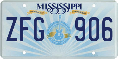 MS license plate ZFG906