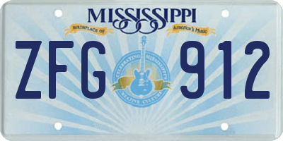 MS license plate ZFG912