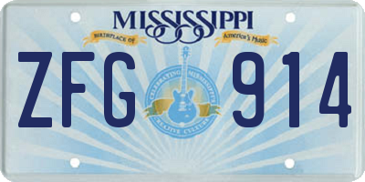 MS license plate ZFG914