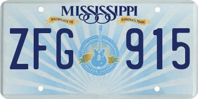 MS license plate ZFG915