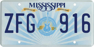 MS license plate ZFG916