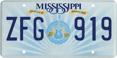MS license plate ZFG919
