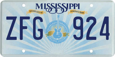 MS license plate ZFG924