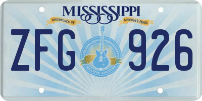 MS license plate ZFG926
