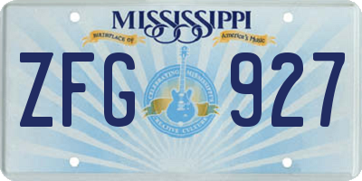 MS license plate ZFG927