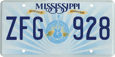 MS license plate ZFG928