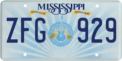 MS license plate ZFG929