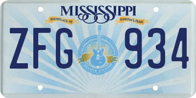 MS license plate ZFG934