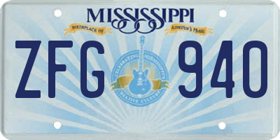 MS license plate ZFG940