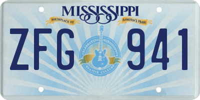 MS license plate ZFG941
