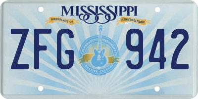 MS license plate ZFG942