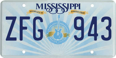 MS license plate ZFG943
