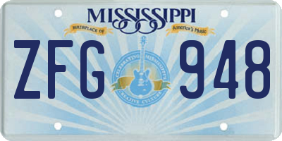 MS license plate ZFG948