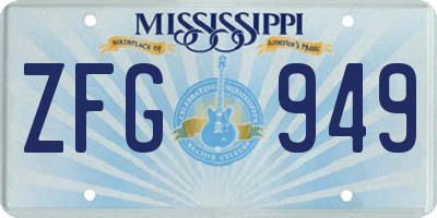 MS license plate ZFG949