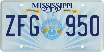 MS license plate ZFG950