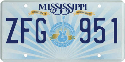 MS license plate ZFG951