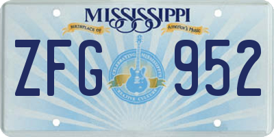 MS license plate ZFG952