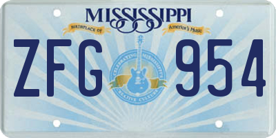 MS license plate ZFG954
