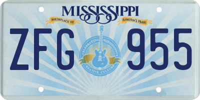 MS license plate ZFG955