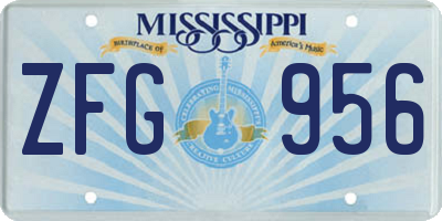 MS license plate ZFG956