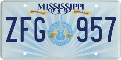 MS license plate ZFG957