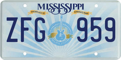 MS license plate ZFG959