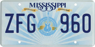 MS license plate ZFG960