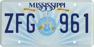 MS license plate ZFG961