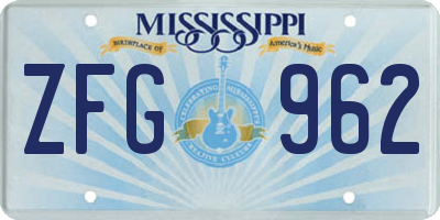 MS license plate ZFG962