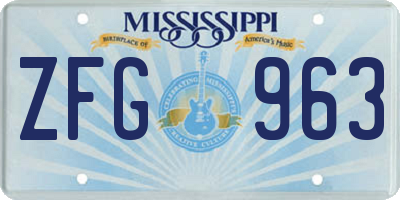 MS license plate ZFG963