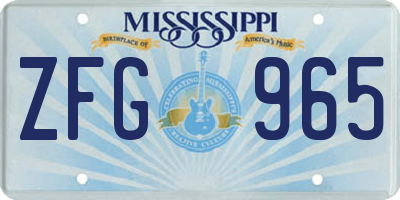 MS license plate ZFG965