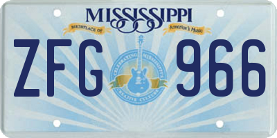 MS license plate ZFG966