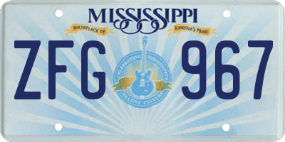 MS license plate ZFG967