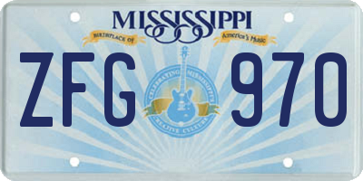 MS license plate ZFG970