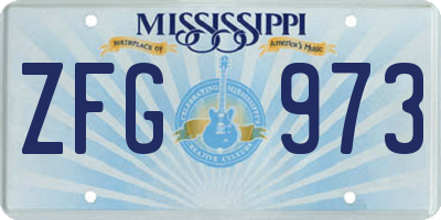 MS license plate ZFG973