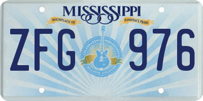 MS license plate ZFG976
