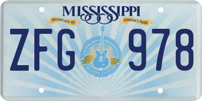 MS license plate ZFG978