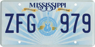 MS license plate ZFG979