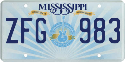 MS license plate ZFG983