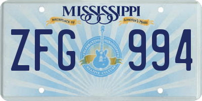 MS license plate ZFG994