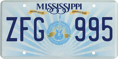 MS license plate ZFG995