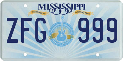 MS license plate ZFG999