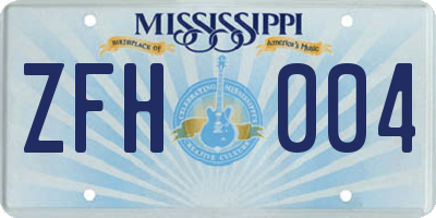 MS license plate ZFH004