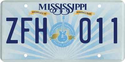 MS license plate ZFH011