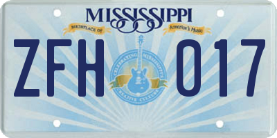 MS license plate ZFH017