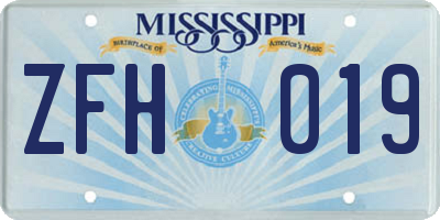 MS license plate ZFH019