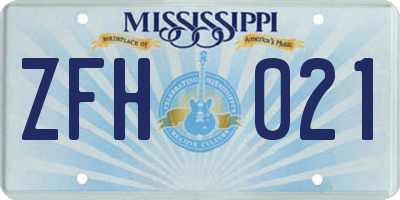MS license plate ZFH021