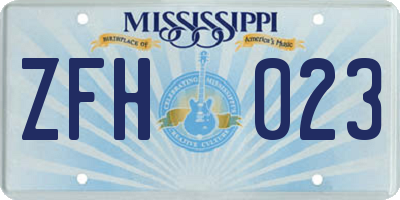 MS license plate ZFH023