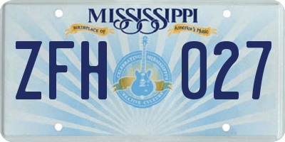 MS license plate ZFH027