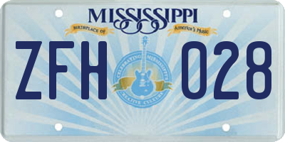 MS license plate ZFH028